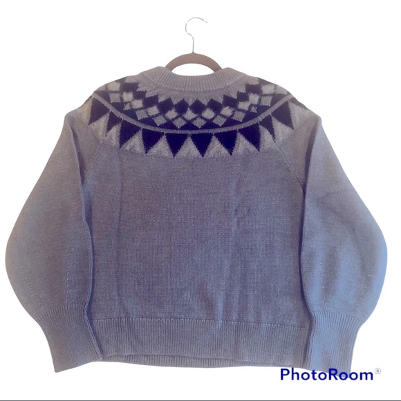 NWT Ann Taylor Fair Isle Sweater, size L, blue gray, excellent condition! - Picture 3 of 10